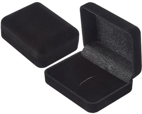 Beebeecraft 2Pcs Cufflink Box Case Flocking Plastic Black Rectangle Cuff Links Storage Box for Jewellery Display Tie Clip Holder Packaging Case Organizer Wedding Gifts Pendant Father's Day