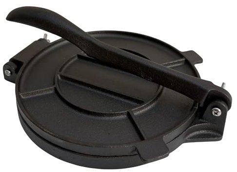 Premium 8 𝗖𝗔𝗦𝗧 𝗜𝗥𝗢𝗡 𝗧𝗢𝗥𝗧𝗜𝗟𝗟𝗔 𝗣𝗥𝗘𝗦𝗦 – Heavy Duty Roti Maker, Taco & Quesadilla Press, Manual Dough Press, Non-Stick, Durable Kitchen Tool