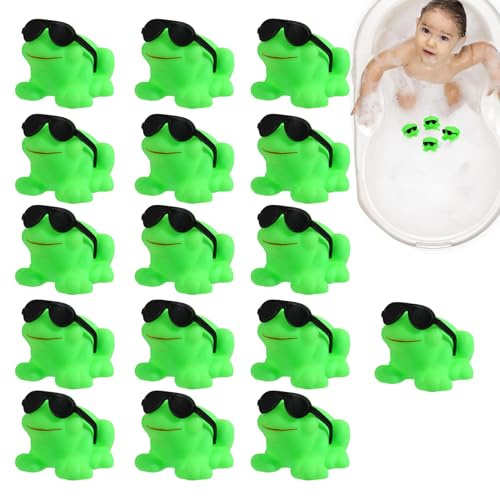 Jouet couineur de Grenouille - Jouet de Bain Grenouille , de sonore 16 pièces | de à Son Flottant de Conception de Lunettes de Soleil, Animal Amusant de Bain