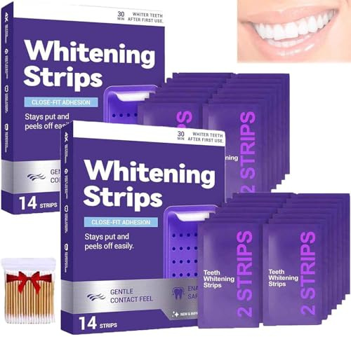 2 scatole/28 strisce Nastro Sbiancante Per Denti Viola,Per Macchie Di Caffè/Tè/Vino,Sicure Per Lo Smalt,Sicure Per Lo Smalt,Strisce Antiscivolo Delicate,Per Denti Sensibili.
