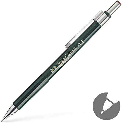 Faber-Castell Miscellaneous Tk-Fine 9715 Mechanical Pencil, 0.5mm Black, for Art, Craft, Drawing, Sketching, Home, School, University, Colouring | Exact lines with rigid lead guide and integrated eraser