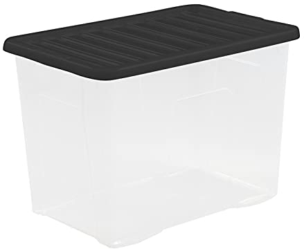 Caja con tapa, translúcido, 80 L, el contacto con los alimentos, apilable, 60 x 40 cm | | Caja Box pila multifunción caja caja de plástico juguetes XXL