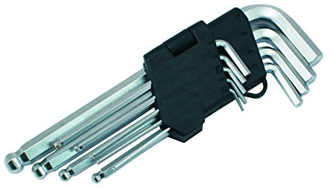 9 tlg Satz Innensechskantschlüssel lang mit Kugelkopf 1,5 bis 10 mm + Halter