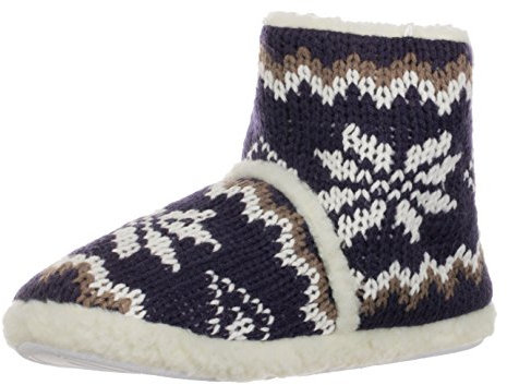 Brandsseller Herren Hausschuhe Hüttenschuh Strickschuh gefüttert (41/42, Blau)