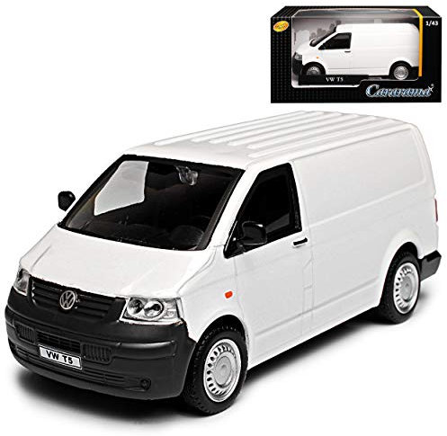 Cararama Volkwagen T5 Transporter Kasten Weiss 2003-2015 1/43 Modell Auto mit individiuellem Wunschkennzeichen