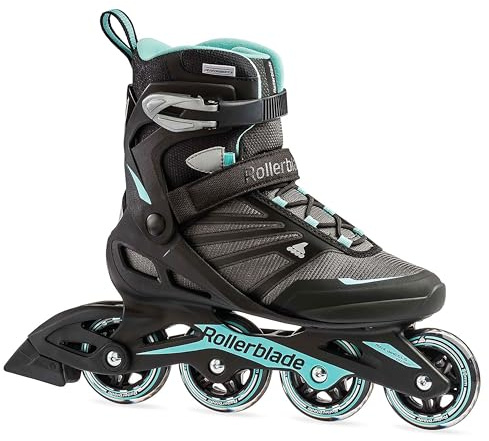 Rollerblade Zetrablade Women's Adult Fitness Inline Skate, Black and Light Blue, Performance Inline Skates