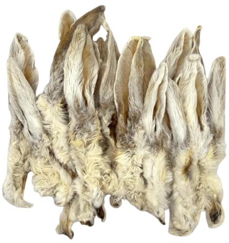 Vale Pet Foods Rabbit Ears with Fur for Dogs, 1kg, Natural Dog Treat, High-Protein Chew Treats, Hypoallergenic, Grain-Free, Supports Dental Health and Digestion, Low in Fat