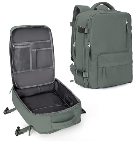 Large Travel Backpack for Women Men Airplanes Carry On Laptop Waterproof Hiking Backpack Person Item Flight Approved Outdoor Sports Rucksack Casual Daypack Mochila De Viaje Gym traveling bag Green