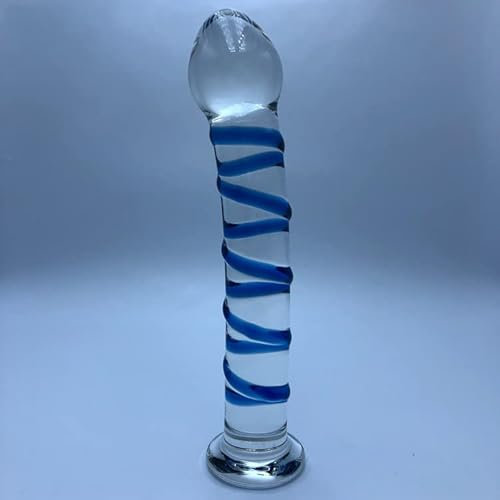 Glas Dildo Glas Analkugeln mit 6 Kugeln Glasdildo Glasplug Analdildo für G-Punkt und Anus Stimulator Kristall Anal Dildo Glas Doppeldildo für Frauen und Männer Blue