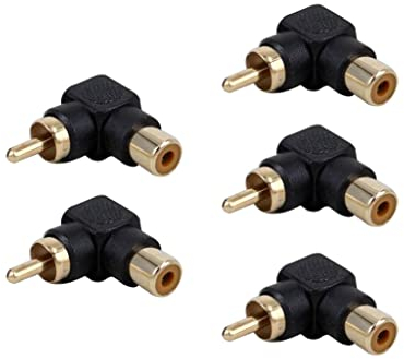 Alnicov 5 STÜCKE Cinch-Stecker auf Cinch-Buchse 90-Grad-Winkelstecker-Adapter für Kabelführung