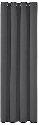 Deconovo Blickdicht Gardinen mit Ösen für Schlafzimmer Thermogardinen Vorhang Blickdicht, 175x140cm (HöhexBreite), Dunkelgrau, 1 Stück