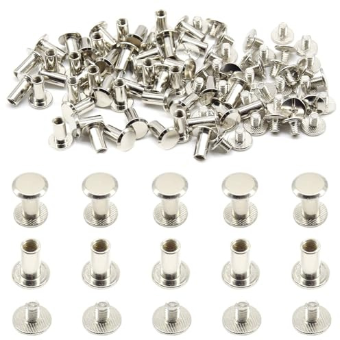 Hocansen 50 Set Chicago Screws Nail Rivet Round Stud Screw(M5*12mm/ZBD) | Connection Screws Belt Buckle Binding Bolts Stainless Steel Screw Post Bolts for Bed, Door, Table, Chair, Worktop, Cabinet