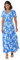 Roman Originals Shirred Empire Waist Dress for Women UK Ladies Midi Maxi Summer Spring Tiered Frill Hem Short Sleeve V Neck Button Through Boho Bohemian Holiday Cruise - Royal Blue - Size 16