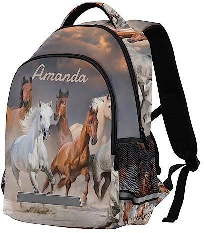 Sac à dos de cheval personnalisé pour filles et garçons Sac d'école personnalisé avec votre nom 3D Animaux du désert Chevaux Sac d'école élémentaire Personnalisation Sacs à livres pour enfants 3e 4e