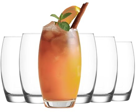 NORDIC SCHILLER Glass Tumblers Set of 6, 510ml 100% Lead-Free Dishwasher Safe Cocktail Glasses, Water Drinking Glass, Highball Glass Set of 6