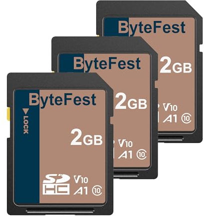 ByteFest SD Karte 2GB 3 Pack, Speicherkarte, Class 10, U1, V10, A1, Full HD Video, Memory Card (2GB, 3 Pack)