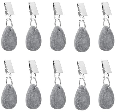 ZHXGO 10Pcs Marble Tablecloth Weights, Picnic Table Weights Clips, Table Cover Weights Hangers, Gray Teardrop Tablecloth Weights, Tablecloth Pendants Stone for Picnic Wedding Decoration