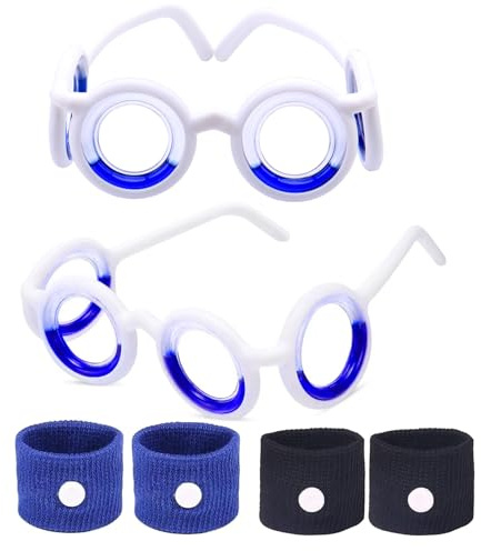 Motion Sickness Glasses,6Pcs Travel Sickness Glasses Sickness Bands Nausea Relief Glasses Car Sickness Airsick Sickness Seasickness for Kids and Adults