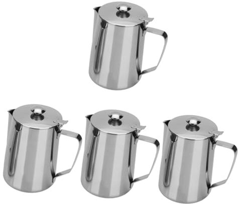 Gatuida 4piezas Jarra De Leche Inoxidable Para Café Jarra De Vapor Para Latte Art Diseño Ergonómico y Antigoteo Para Cocinas De Inducción y Profesional