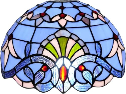 Tiffany 30 cm Lampkjol Ersättning, Buntglas Lampkjol, Vintage Blommigt Lampkjol, 4 cm Fäste för Böjd Golvlampa, Torchiere, Pendellampa (Baroque)