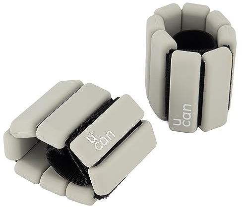 U-Bond Par de pesas para tobillos y/o muñecas de silicona de 0,5 KG, 1 KG, 2,5 KG para ejercicio en casa. Minimalistas, cómodas y guapas. Colores negro, rosa, azul y gris. (GRIS, 1 KG)