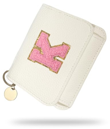 Girls Wallet, Initial Women's Wallets, White Small Wallet for Kids with 5 Card Slots Holder, Personalised Purses Gifts for Girls and Women, Birthday Gift, Christmas Gifts, Travelling Wallets Gift (K)