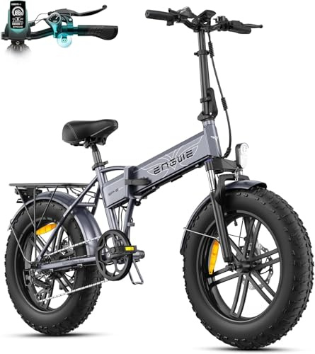 ENGWE EP-2 Boost Bicicleta Eléctrica Plegable con Sensor de Par, Batería Extraíble de 48V 13Ah y Motor Brushless de 250W, Pantalla LED, Neumáticos Fat de 20« x 4.0», 7 Velocidades (Estándar, Gris)