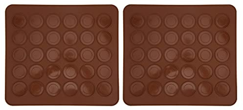 WPKD BLUEIY 2 almohadillas antiadherentes de silicona para macarrones de 30 agujeros, para cocina, tapete de macarrón, tapete de horno, utensilios de cocina, ideal para hornear macarrones