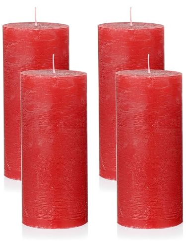 NKlaus Candele dell'Avvento rustiche color vinaccia, set da 4 pezzi, Ø 6 x 14 cm, candele in cera per decorazioni natalizie, corona dell'Avvento e decorazione da tavolo, lunga durata