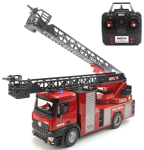 RLS RC Huina 1:14 Scale Fire Engine Truck with Water Pump – Mega-Scale Radio Control Fire Truck Toy for Boys & Girls