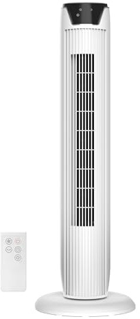 Midea Ventilatore Torre con Telecomando FZ10-17JRSE(WH) Flusso d’Aria 7 m/s, Oscillazione 90°, 3 Velocità e 3 Modalità, Timer 7h, Motore 45W, Silenzioso