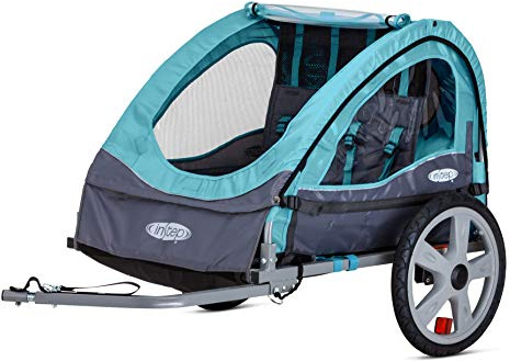 InStep Take 2 Kids Bike Trailer, Double Seat, Universal Coupler, Folding Frame, Quick-Release Wheels, Canopy with Bug Screen and Weather Shield, Bike Trailer for Kids