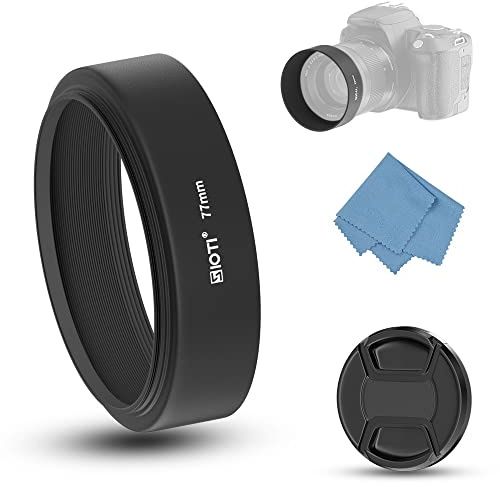 SIOTI Camera Standard Focus Metal Lens Hood with Cleaning Cloth and Lens Cap Compatible with Leica/Fuji/Nikon/Canon/Samsung Standard Thread Lens
