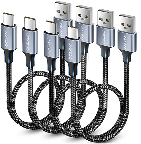 aceyoon 4 Pezzi Cavo USB Type-C 50cm Cavo USB C Rapida Ricarica Cavo USB C USB Nylon Intrecciato Compatibile con Samsung Galaxy S22 S21 S20 per Huawei Mate 40