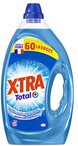 X•TRA Total 3+1 – 60 Lavaggi (3L) – Detersivo Liquido Universale – Biancheria Bianca e Colori – Pulizia della biancheria