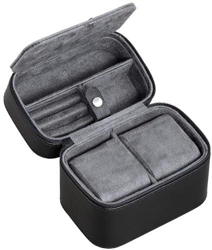 ROTHWELL Organizer per custodia da viaggio per 2 orologi | Robusta protezione portatile con cerniera adatta a tutti gli orologi da polso e smartwatch fino a 50 mm (Nero/Grigio)