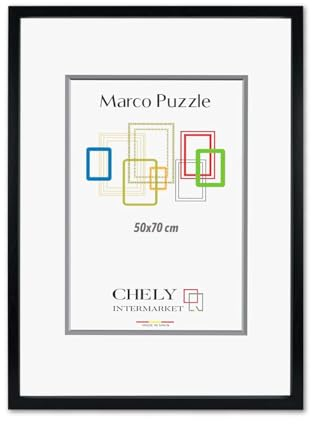 CHELY INTERMARKET Marco de Puzzle 50x70cm (Negro) MOD-295 Hecho de Madera, moldura de 3cm, ideal para foto o poster