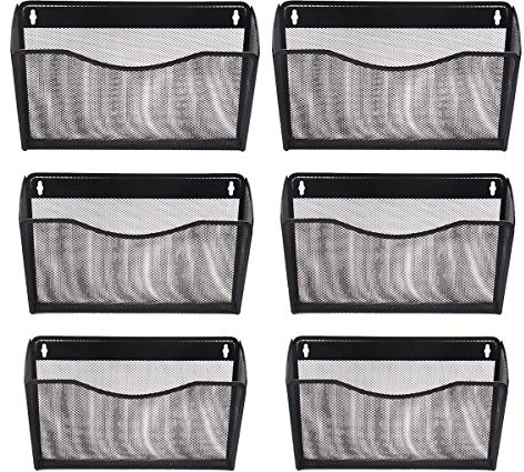 EasyPAG Akten-Organizer zur Wandmontage, 6 einzelne Fächer, vertikale Hängemappen, Papierregal für Büro und Zuhause, schwarz