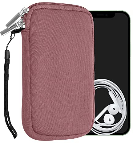 kwmobile Handytasche für Smartphones L - 6,5 - Neopren Handy Hülle Dark Rose - Handy Tasche 16,5 x 8,9 cm Innenmaße