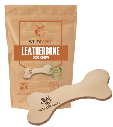 Wildfang® Dog Chew Toys, Large - Leather Bone Puppy Teething Toys, Dog Teeth Cleaning Bone, Adult Dogs Chew Toy for Light to Medium Chewers (For Dogs Over 15kg), Pack of 1