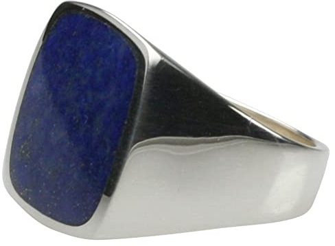 ju .q SILBER Belle bague sceau en argent 925 avec lapis-lazuli