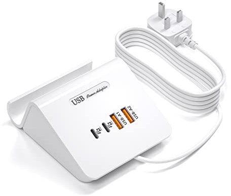 Qurzou USB C Charging Station 45W PD Fast Charger Plug,Multi USB Wall Charger for iPhone,iPad,Samsung,Huawei,AirPods,Pixel, iWatch, Redmi etc (white)