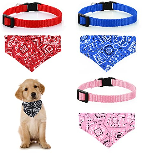 Molain 4 Stück Katzenhalsbänder Mit Abnehmbarer Bohemia Fliege, Verstellbares Bandana für Haustiere, Hunde und Katzen (4 Farben)