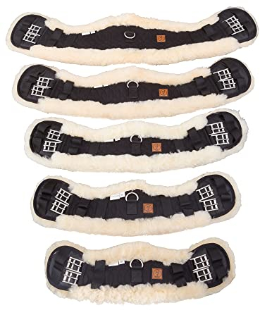 Rohn Moden Lammfell Sattelgurt Mady, Kurzgurt mit anatomischer, konkaver Sichelform für Ellenbogenfreiheit, Mondgurt für Wander-, Dressur- oder Vielseitigkeitssattel, Verschiedene Größen (80 cm)