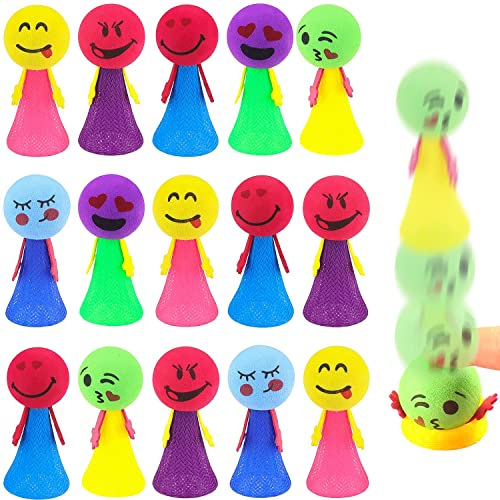 Prmape 15 Stück Jumping Spielzeug, Spring Launchers Toys, Springknete für Kinder, Spielzeug Emotions Puppen für Geschenktütenfüller und Partygeschenke für Kinder(Farbe zufällig)