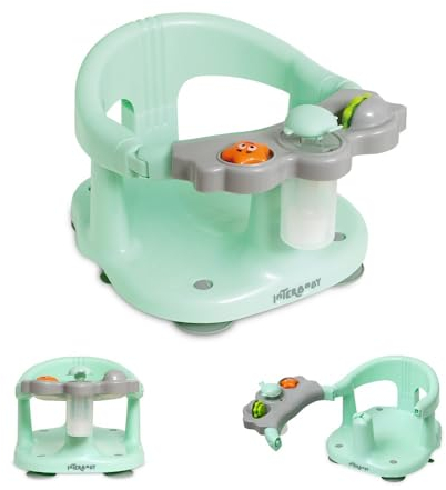 Interbaby - Badewannensitz Baby | Anti-Rutsch-Saugnapf-Befestigung | Bequemer, Sicherer, Ergonomischer Badesitz Baby | Dusch- und Badewannensitz für Babys > 5 Monate, 26x30x38 cm, Grün