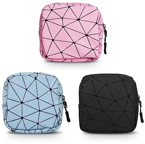 3 PCS Damenbinden Aufbewahrungstasche, KIKIGOAL Portable Damenbinden Binden Aufbewahrungstasche, Feminine Menstruation Periode Tasche, Wasserdicht Menstruationstasse Tasche
