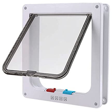 Tibeoyad Chatière révolutionnaire pour chat - Fermeture magnétique à 4 voies de qualité supérieure - Confortable et facile à installer - Porte en bois - Porte intérieure Upvc - Murs en brique