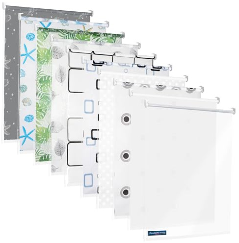 TEXMAXX® Duschrollo für Badewanne mit Seitenzug - Verschiedene Breiten/Duschvorhang Badewanne/Badewannenvorhang/Badewanne Vorhang - 140cm breit x 240cm inkl. Zubehör - Motiv Quadrate