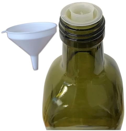 Lot de 6 bouteilles pour huile et liqueur 1000 ml avec entonnoir transversal - Marasca Quadre Vides en verre foncé Uvag avec distributeur d'huile anti-goutte et bouchon hermétique - Fabriqué en Italie